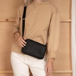 Gloednieuw 🔔 Violet Hamden Essential Bag Dames Crossbody Tas Leer - Zwart 💯 -Tassen-Dames Winkel 550x550 761