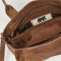 Kopen 😀 Bear Design Medium Schoudertas / Crossbody Tas Dames - Leer - Calisto Pelle - Cognac ✔️ -Tassen-Dames Winkel 550x550 946
