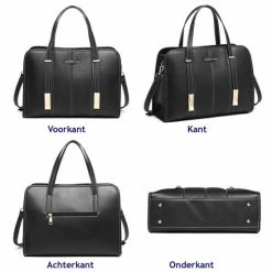 Groothandel ❤️ Miss Lulu Handtas - Dames Schoudertas - Kunstleren Werktas - Zwart (LG1949 BK) ❤️ -Tassen-Dames Winkel 550x550 97