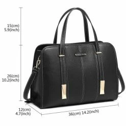 Groothandel ❤️ Miss Lulu Handtas - Dames Schoudertas - Kunstleren Werktas - Zwart (LG1949 BK) ❤️ -Tassen-Dames Winkel 550x550 98