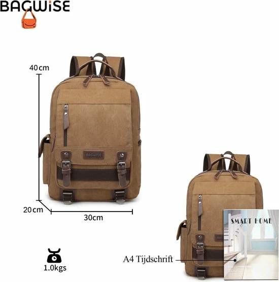 Aanbiedingen π€© Bagwise® - Rugzak - Rugtas - Schooltas - Canvas -25 L - Vintage - 15" Inch Laptopvak -1270 Camel Bruin π 9 Aanbiedingen π€© Bagwise® - Rugzak - Rugtas - Schooltas - Canvas -25 L - Vintage - 15" Inch Laptopvak -1270 Camel Bruin π - Afbeelding 7
