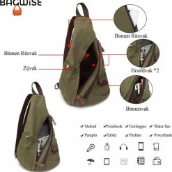 Beste deal 👏 Bagwise® - Rugzak - Slingbag - Crossbodytas - Canvas - 10L -Vintage - 1276 Groen ✔️ -Tassen-Dames Winkel 550x558 10
