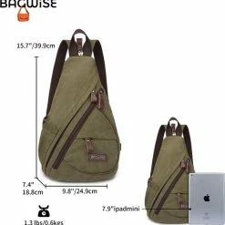 Beste deal 👏 Bagwise® - Rugzak - Slingbag - Crossbodytas - Canvas - 10L -Vintage - 1276 Groen ✔️ -Tassen-Dames Winkel 550x558 11