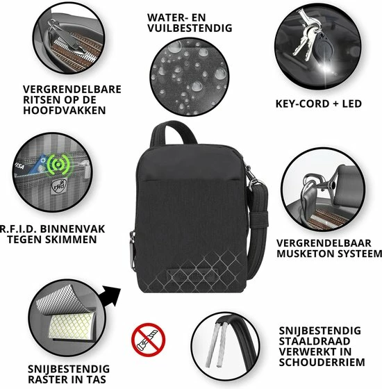 Top 10 ๐คฉ Travelon Metro Crossbody - Anti-diefstal Kleine Schoudertas - Veilig Reizen - Telefoontas - Unisex 17,5cm - Zwart ๐ 5 Top 10 ๐คฉ Travelon Metro Crossbody - Anti-diefstal Kleine Schoudertas - Veilig Reizen - Telefoontas - Unisex 17,5cm - Zwart ๐ - Afbeelding 3