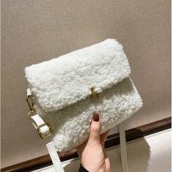 Promo 💯 Fashion Favorite Teddy Schoudertas | Creme / Goudkleurig | Acryl | 22 X 20 X 7 Cm 🥰 -Tassen-Dames Winkel 550x562 6