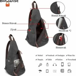 Beste recensies van ❤️ Bagwise® - Rugzak - Slingbag - Crossbodytas -Canvas - 10L -Vintage - 1276 Zwart 🔔 -Tassen-Dames Winkel 550x565 1