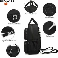 Goedkoopste 🤩 Bagwise® Rugzak - Rugtas - 10 Lt - Dames - Heren - (CR1248) Zwart ⌛ -Tassen-Dames Winkel 550x566 3