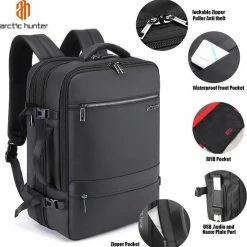 Uitgang ⌛ Arctic Hunter Laptop Tas - Rugtas - Rugzak - Motortas - Zwart - 32L 👍