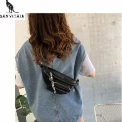 Flash-uitverkoop 🔔 San Vitale® - Heuptas - Schoudertas - Fanny Pack Met Riem/schouderband - Vegan Leer - Zwart ❤️ -Tassen-Dames Winkel 550x569 3