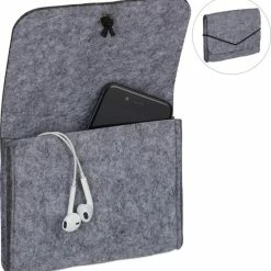 Beste Pirce 👏 Merkloos Relaxdays Vilten Opbergtasje - Kleine Vilttas - Opbergtas Oplaadkabel Oordopjes - Kabeltas Antraciet ⌛