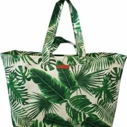 Beste Verkoop 🥰 Ralp Boyer Big Shopper/Grote Strandtas/Weekendtas XXL Dames Shopper - Groen Palmbladeren - Canvas 🎁