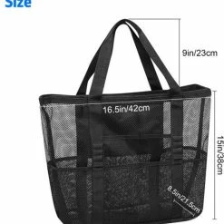 Uitgang 🔔 IBright Grote Strandtas -XXL Beachbag - Lichtgewicht - Mesh - Opvouwbaar - Strand Tas - Zwart ✨ -Tassen-Dames Winkel 550x583 2