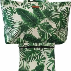Beste Verkoop 🥰 Ralp Boyer Big Shopper/Grote Strandtas/Weekendtas XXL Dames Shopper - Groen Palmbladeren - Canvas 🎁 -Tassen-Dames Winkel 550x584