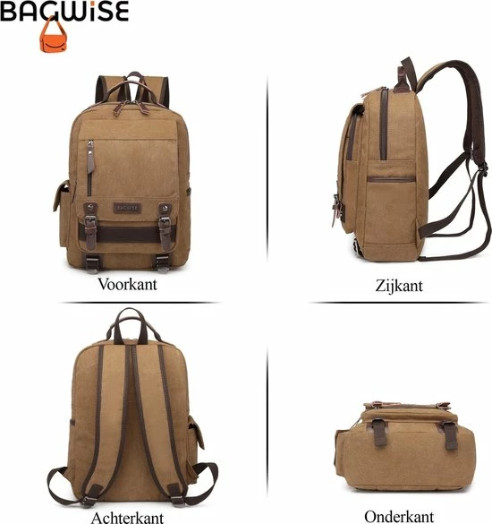 Aanbiedingen π€© Bagwise® - Rugzak - Rugtas - Schooltas - Canvas -25 L - Vintage - 15" Inch Laptopvak -1270 Camel Bruin π 5 Aanbiedingen π€© Bagwise® - Rugzak - Rugtas - Schooltas - Canvas -25 L - Vintage - 15" Inch Laptopvak -1270 Camel Bruin π - Afbeelding 3