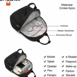 Goedkoopste 🤩 Bagwise® Rugzak - Rugtas - 10 Lt - Dames - Heren - (CR1248) Zwart ⌛ -Tassen-Dames Winkel 550x586 5