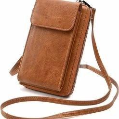 Beste Pirce 👍 Merkloos Portemonnee En Telefoontas In één – Inclusief Schouderkoord – Bruin 🌟 -Tassen-Dames Winkel 550x587 8
