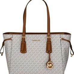 Korting 🎁 Michael Kors Voyager Dames Schoudertas - Vanilla 🛒