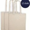 Gloednieuw 👍 RemGoods Katoenen Draagtas - 12 Stuks - Naturel Canvas Tas - Handtas - Tassen - Tote Bag - Met Lange Hengsel - Geschikt Om Te Bedrukken Of Te Decoreren Met O.a. Textielverf, Textielstiften, Verfstiften, Sjablonen Etc. 🌟 -Tassen-Dames Winkel 550x635 1