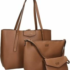 Beste Verkoop 🔥 Guess Shopper / Schoudertas / Tas Dames - Eco Brenton - Bruin 👍 -Tassen-Dames Winkel 550x639