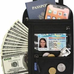 Groothandel 🔥 Merkloos Anti Diefstal Nektasje – 4 Vakken Met Ritssluiting – Verstelbaar Nekkoord – Zwart 🧨