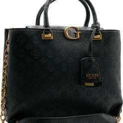 Gloednieuw 🥰 Guess G Vibe Girlfriend Satchel Dames Handtas - Black Logo 👏 -Tassen-Dames Winkel 550x647 5
