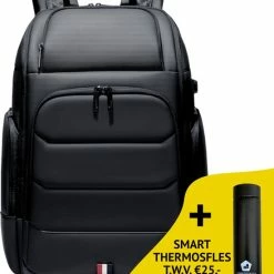 Promo ๐ Fenruien Rugtas - 17 Inch - Laptop Rugzak - USB-aansluiting - Waterafstotend - Zwart - Incl. Smart Thermosfles ๐งจ
