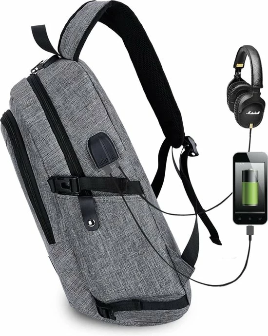 Beste deal 🌟 IGOODS - USB Computer Rugtas Met Lader - Waterdicht - Met Sleutelcode - 15,6 Inch - Grijs ⭐ 11 Beste deal 🌟 IGOODS - USB Computer Rugtas Met Lader - Waterdicht - Met Sleutelcode - 15,6 Inch - Grijs ⭐ - Afbeelding 9