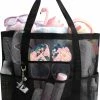Uitgang 🔔 IBright Grote Strandtas -XXL Beachbag - Lichtgewicht - Mesh - Opvouwbaar - Strand Tas - Zwart ✨