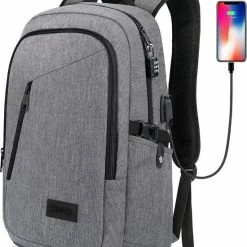 Gloednieuw 🎉 IGOODS - USB Computer Rugtas Met Lader - Waterdicht - Met Slot - 15.6 Inch - Grijs 💯