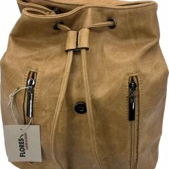 Gloednieuw ❤️ Flores Lederwaren Soepele Tan Leren Rugzak 🛒 -Tassen-Dames Winkel 550x701 9