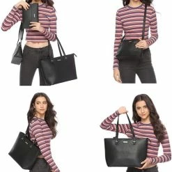 Korting 👏 Zedar Dames Handtassen Set 4 Delig Met Schoudertas - Tote Bag - Clutch En Portemonnee Voor Vrouwen Zwart 😉 -Tassen-Dames Winkel 550x705