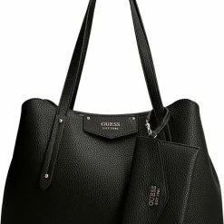Korting ⭐ Guess Eco Brenton Girlfriend Satchel Dames Handtas - Zwart 👏