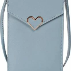 Beste Verkoop 🔥 Amodi - Mobiele Telefoon Tasje - Crossbodytas - Telefoontasje - Hart Sluiting - Vrouwen - Lichtblauw - 20 X 12 X 0.50 (H X B X D) ⌛