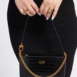 Gloednieuw 🎉 Guess Katey Croc Mini Dames Tas - Zwart - Maat Geen 🔥 -Tassen-Dames Winkel 550x733 7