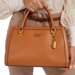 Beste Verkoop 🥰 Guess Abey Girlfriend Dames Handtas - Cognac 👍 -Tassen-Dames Winkel 550x733 9