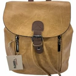 Gloednieuw ❤️ Flores Lederwaren Soepele Tan Leren Rugzak 🛒