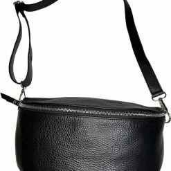 Nieuw ✨ Merkloos Dames Lederen Heuptas Schoudertas Leer Tas/Made In Italië Zwart ⌛