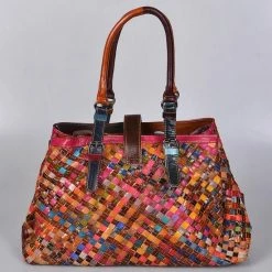 Goedkoop ⌛ Viabologna Handtas Las Dalias Gevlochten Gekleurd Leer - Multicolour 👏 -Tassen-Dames Winkel 550x770 10