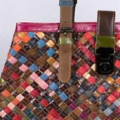 Goedkoop ⌛ Viabologna Handtas Las Dalias Gevlochten Gekleurd Leer - Multicolour 👏 -Tassen-Dames Winkel 550x770 11