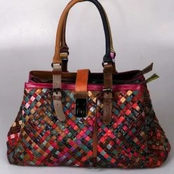 Goedkoop โ Viabologna Handtas Las Dalias Gevlochten Gekleurd Leer - Multicolour ๐