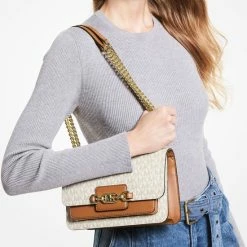 Goedkoop ⭐ Michael Kors Heather Dames Crossbodytas - Bruin/Vanilla 💯 -Tassen-Dames Winkel 550x781 8