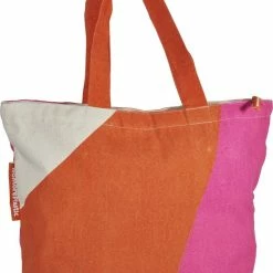 Gloednieuw ✔️ Duurzame Tas Van NoMorePlastic - Magenta Orange - Shopper Met Rits - Strandtas Met Rits - Tas Met Rits - Gemaakt Van Gerecycled Katoen - Sinterklaas Cadeau Vrouw 🤩