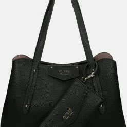 Korting ⭐ Guess Eco Brenton Girlfriend Satchel Dames Handtas - Zwart 👏 -Tassen-Dames Winkel 550x787