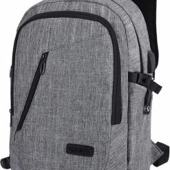 Beste deal 🌟 IGOODS - USB Computer Rugtas Met Lader - Waterdicht - Met Sleutelcode - 15,6 Inch - Grijs ⭐