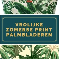 Beste Verkoop 🥰 Ralp Boyer Big Shopper/Grote Strandtas/Weekendtas XXL Dames Shopper - Groen Palmbladeren - Canvas 🎁 -Tassen-Dames Winkel 550x818 1