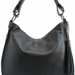 Beste Pirce 🥰 AmbraModa Italiaanse Dames Handtas, Schoudertas, Hobotas Van Echt Leer GL027 Zwart ✨ -Tassen-Dames Winkel 550x824 5