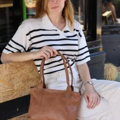 Kopen 😀 Bear Design Medium Schoudertas / Crossbody Tas Dames - Leer - Calisto Pelle - Cognac ✔️ -Tassen-Dames Winkel 550x825 75