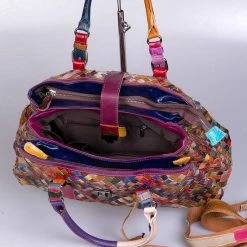 Goedkoop ⌛ Viabologna Handtas Las Dalias Gevlochten Gekleurd Leer - Multicolour 👏 -Tassen-Dames Winkel 550x839 6